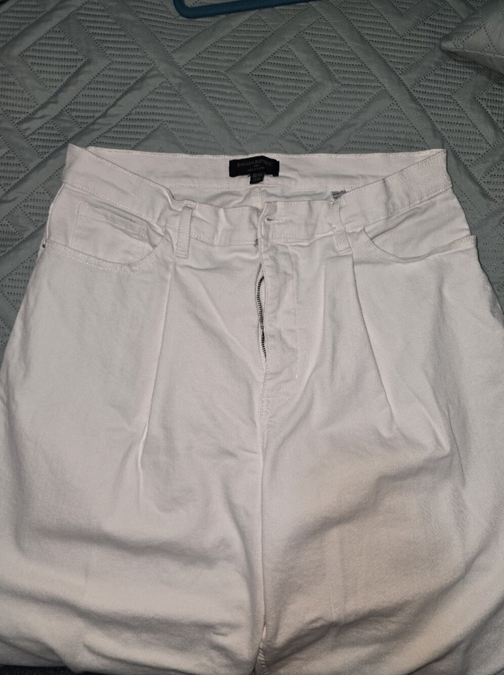 Womens White Stretch Cotton Capri Wide Leg